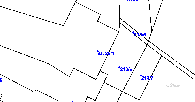 Parcela st. 25/1 v KÚ Šimpach, Katastrální mapa