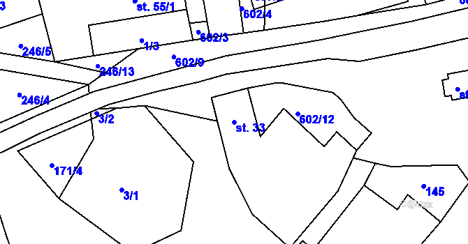 Parcela st. 33 v KÚ Šimpach, Katastrální mapa