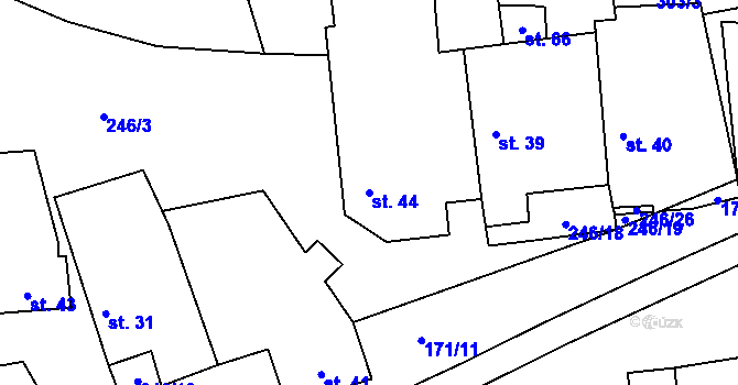 Parcela st. 44 v KÚ Šimpach, Katastrální mapa