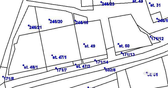 Parcela st. 49 v KÚ Šimpach, Katastrální mapa