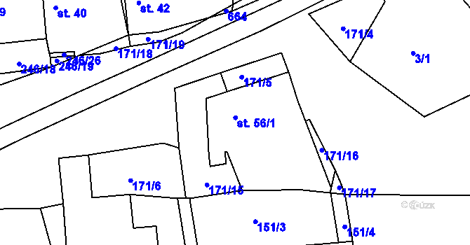 Parcela st. 56 v KÚ Šimpach, Katastrální mapa