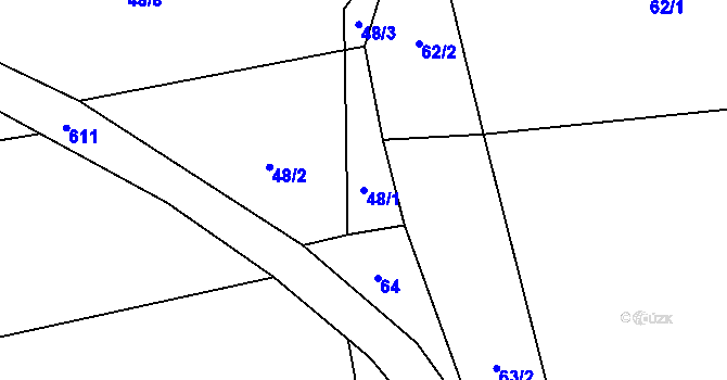 Parcela st. 48/1 v KÚ Šimpach, Katastrální mapa