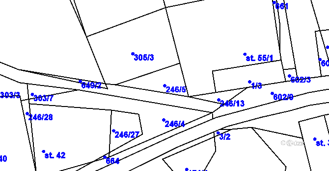 Parcela st. 246/5 v KÚ Šimpach, Katastrální mapa