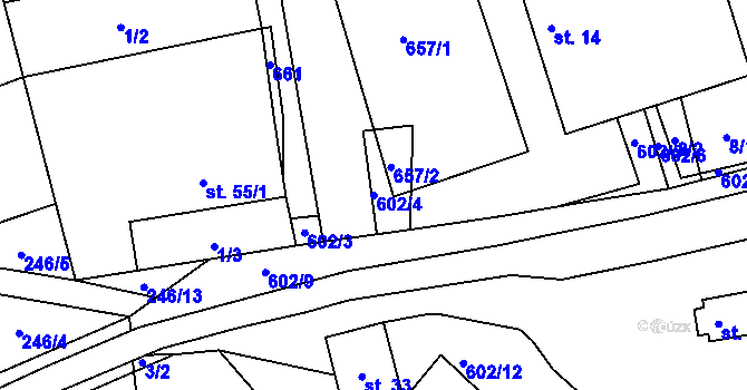 Parcela st. 602/4 v KÚ Šimpach, Katastrální mapa