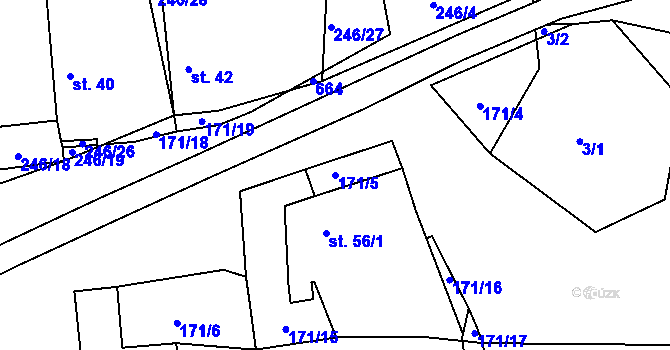 Parcela st. 171/5 v KÚ Šimpach, Katastrální mapa