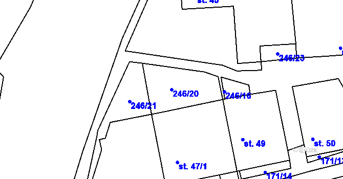 Parcela st. 246/20 v KÚ Šimpach, Katastrální mapa