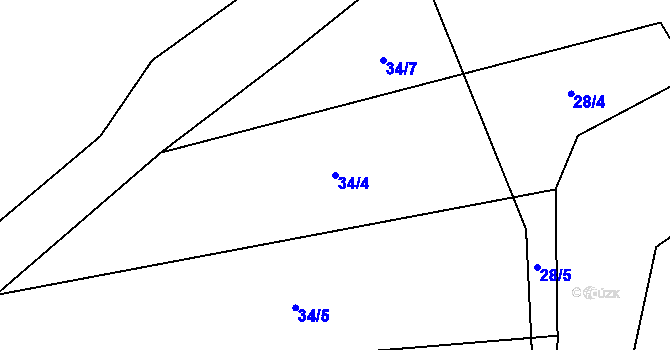 Parcela st. 34/4 v KÚ Šimpach, Katastrální mapa