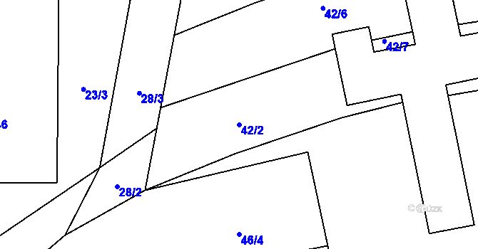 Parcela st. 42/2 v KÚ Šimpach, Katastrální mapa