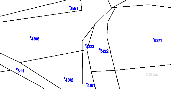Parcela st. 48/3 v KÚ Šimpach, Katastrální mapa
