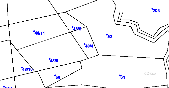 Parcela st. 48/4 v KÚ Šimpach, Katastrální mapa