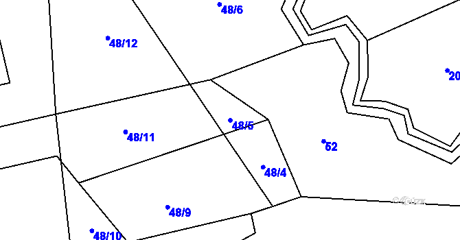 Parcela st. 48/5 v KÚ Šimpach, Katastrální mapa