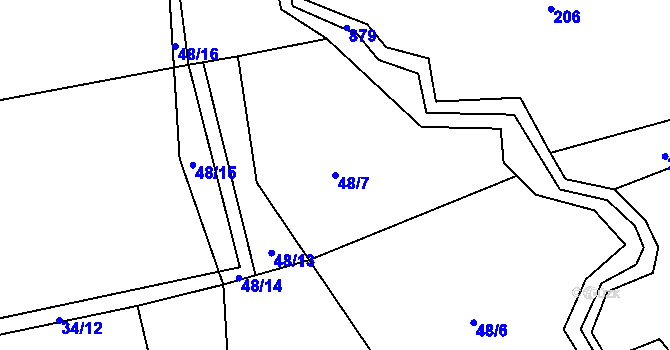 Parcela st. 48/7 v KÚ Šimpach, Katastrální mapa