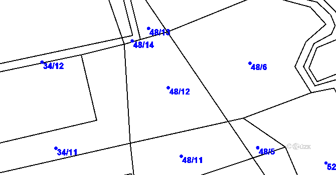 Parcela st. 48/12 v KÚ Šimpach, Katastrální mapa