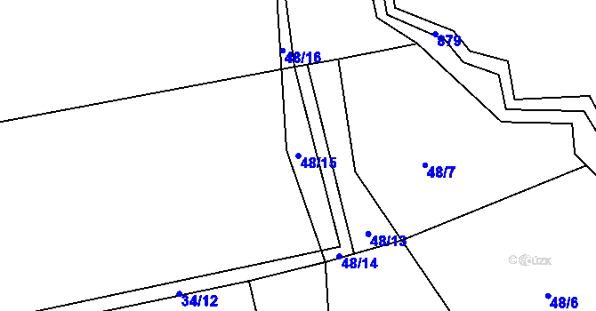 Parcela st. 48/15 v KÚ Šimpach, Katastrální mapa