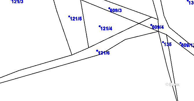 Parcela st. 121/6 v KÚ Šimpach, Katastrální mapa