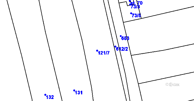 Parcela st. 121/7 v KÚ Šimpach, Katastrální mapa