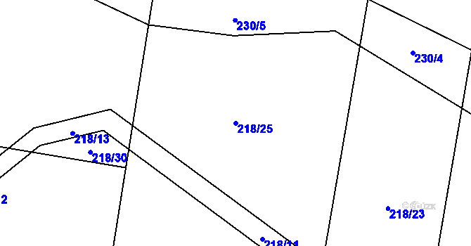 Parcela st. 218/25 v KÚ Šimpach, Katastrální mapa