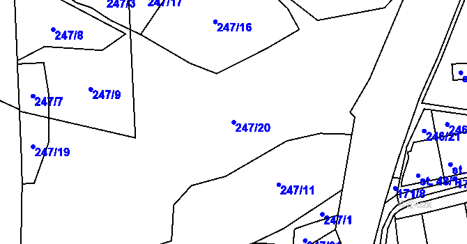 Parcela st. 247/20 v KÚ Šimpach, Katastrální mapa