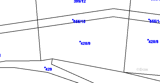 Parcela st. 428/9 v KÚ Šimpach, Katastrální mapa