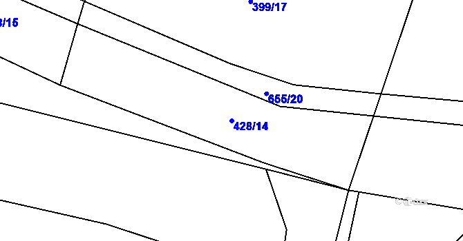 Parcela st. 428/14 v KÚ Šimpach, Katastrální mapa