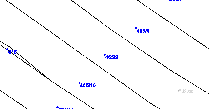 Parcela st. 465/9 v KÚ Šimpach, Katastrální mapa