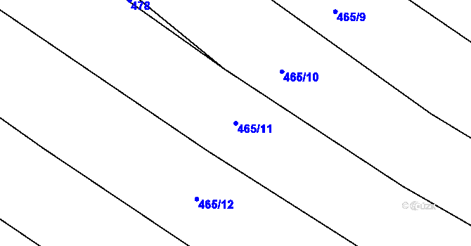 Parcela st. 465/11 v KÚ Šimpach, Katastrální mapa