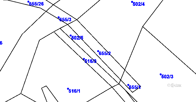 Parcela st. 655/2 v KÚ Šimpach, Katastrální mapa