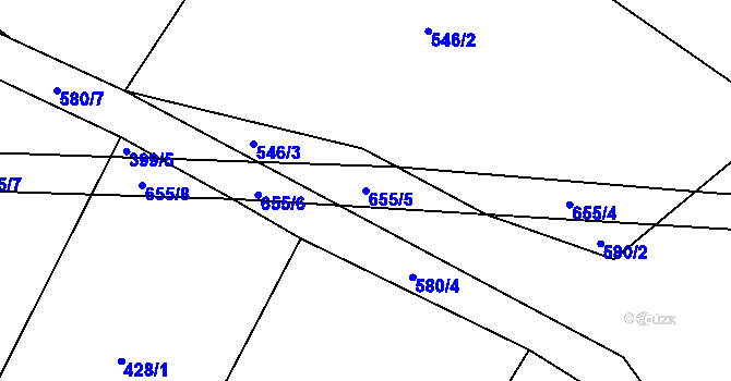 Parcela st. 655/5 v KÚ Šimpach, Katastrální mapa