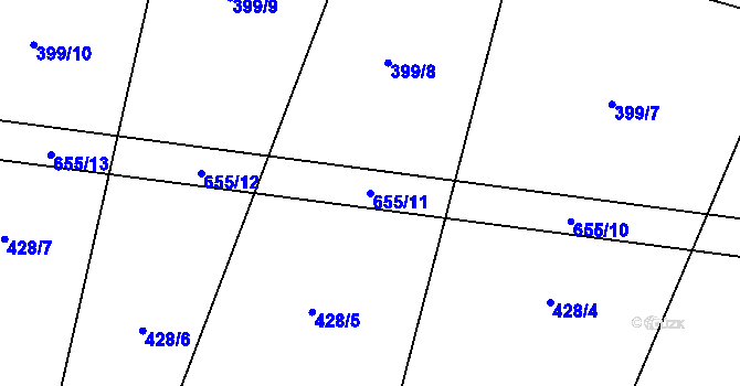 Parcela st. 655/11 v KÚ Šimpach, Katastrální mapa