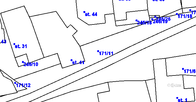 Parcela st. 171/11 v KÚ Šimpach, Katastrální mapa