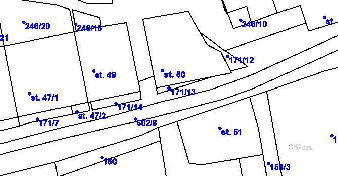 Parcela st. 171/13 v KÚ Šimpach, Katastrální mapa