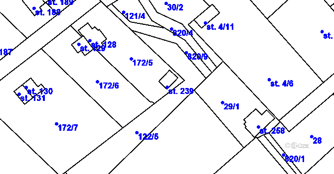 Parcela st. 239 v KÚ České Zlatníky, Katastrální mapa