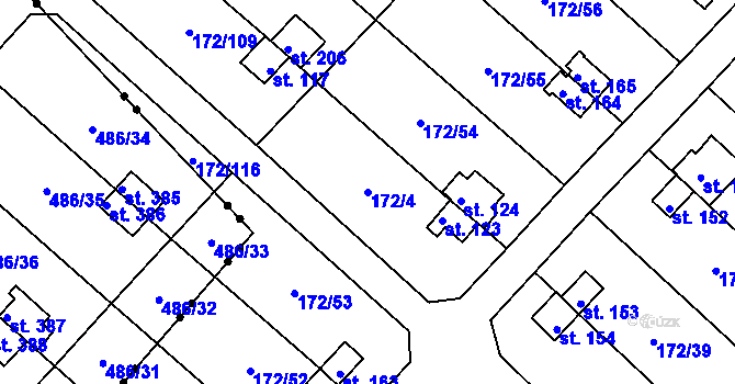 Parcela st. 172/4 v KÚ České Zlatníky, Katastrální mapa