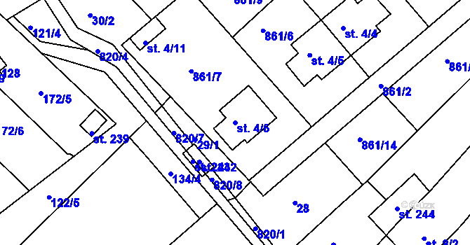 Parcela st. 4/6 v KÚ České Zlatníky, Katastrální mapa