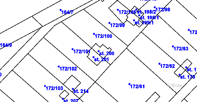 Parcela st. 200 v KÚ České Zlatníky, Katastrální mapa