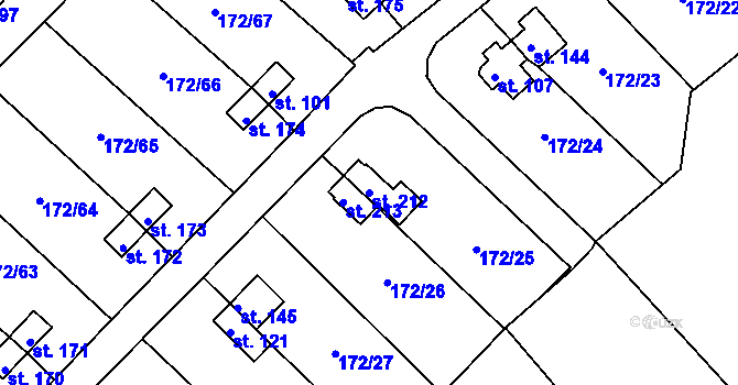 Parcela st. 212 v KÚ České Zlatníky, Katastrální mapa