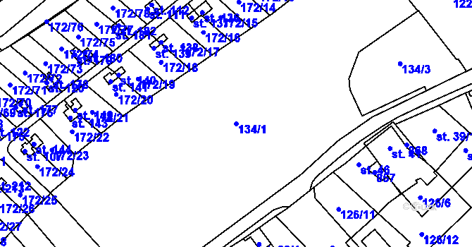 Parcela st. 134/1 v KÚ České Zlatníky, Katastrální mapa