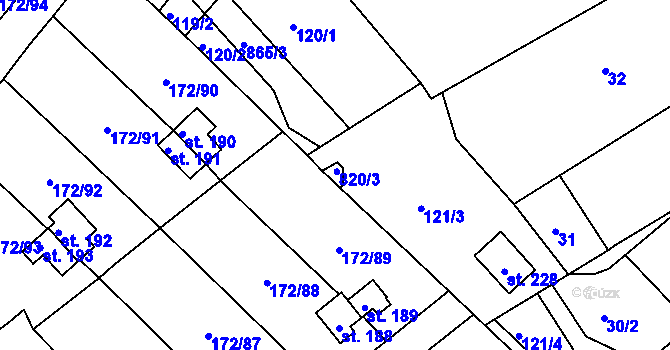 Parcela st. 820/3 v KÚ České Zlatníky, Katastrální mapa