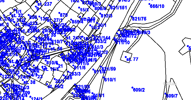 Parcela st. 821/2 v KÚ České Zlatníky, Katastrální mapa