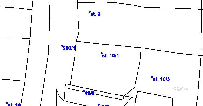 Parcela st. 10/1 v KÚ Chanov, Katastrální mapa