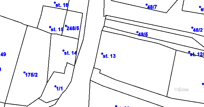 Parcela st. 13 v KÚ Chanov, Katastrální mapa