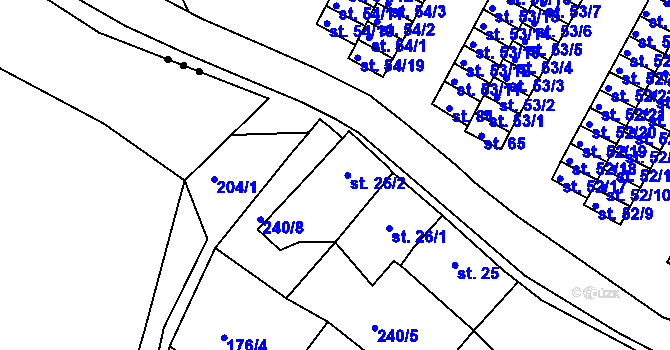 Parcela st. 26/2 v KÚ Chanov, Katastrální mapa