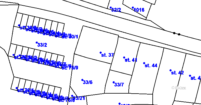 Parcela st. 37 v KÚ Chanov, Katastrální mapa