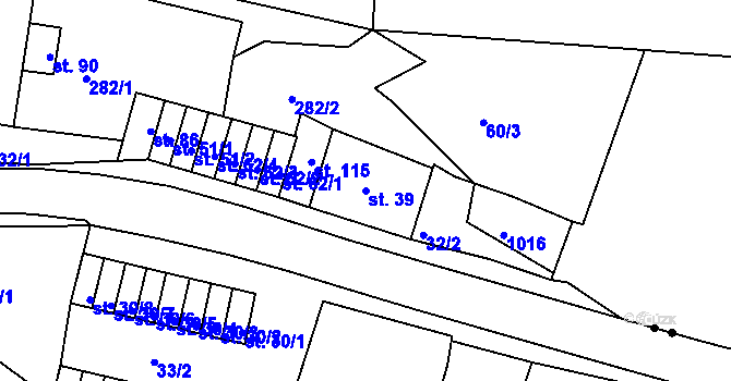 Parcela st. 39 v KÚ Chanov, Katastrální mapa