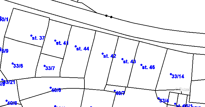 Parcela st. 42 v KÚ Chanov, Katastrální mapa