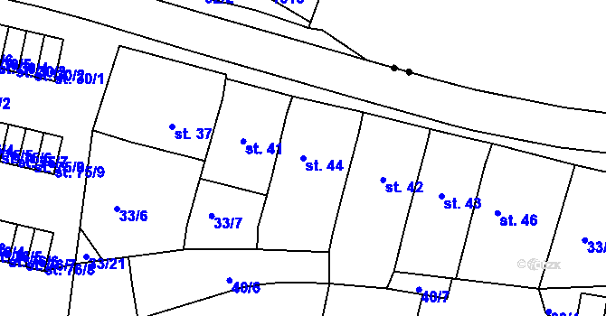 Parcela st. 44 v KÚ Chanov, Katastrální mapa