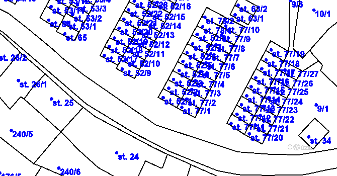 Parcela st. 52/2 v KÚ Chanov, Katastrální mapa