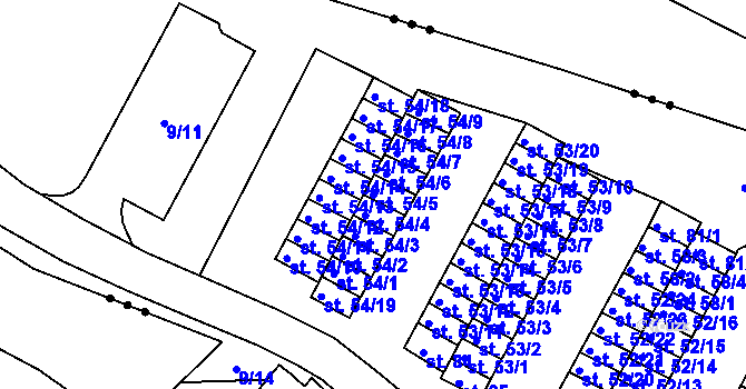 Parcela st. 54/5 v KÚ Chanov, Katastrální mapa