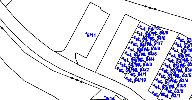 Parcela st. 55/3 v KÚ Chanov, Katastrální mapa