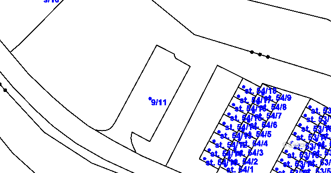 Parcela st. 55/16 v KÚ Chanov, Katastrální mapa
